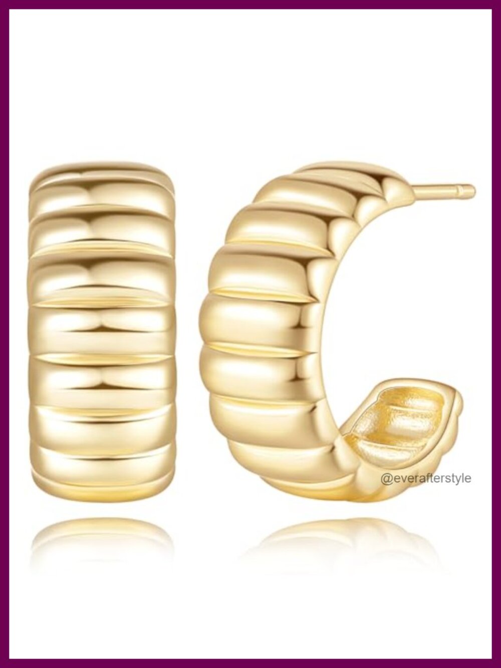 14K Gold Plated Hoop Earrings 20mm Women's